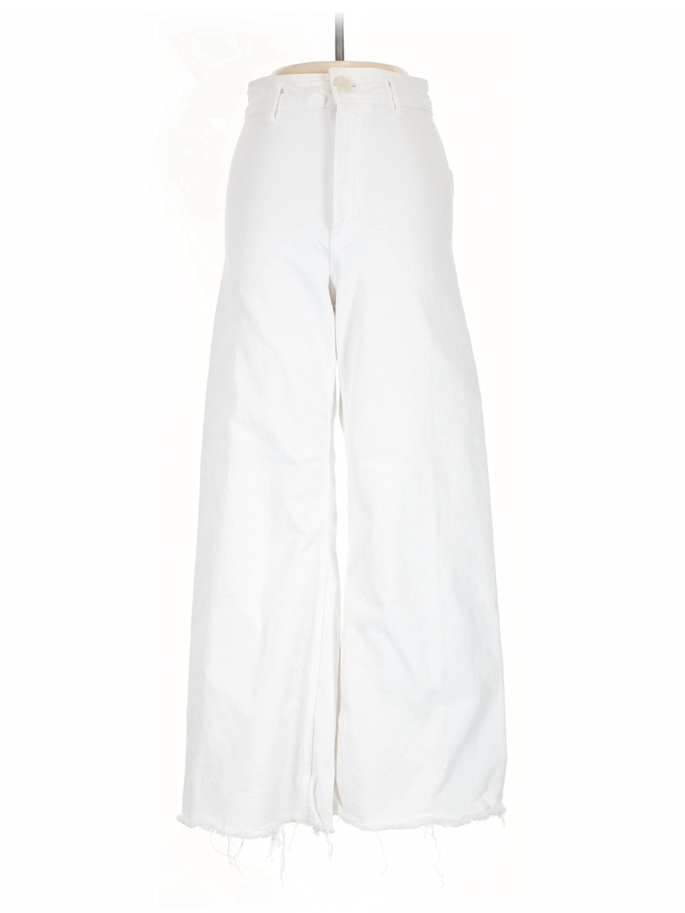 Zara Wide Leg White Denim Cropped Jeans